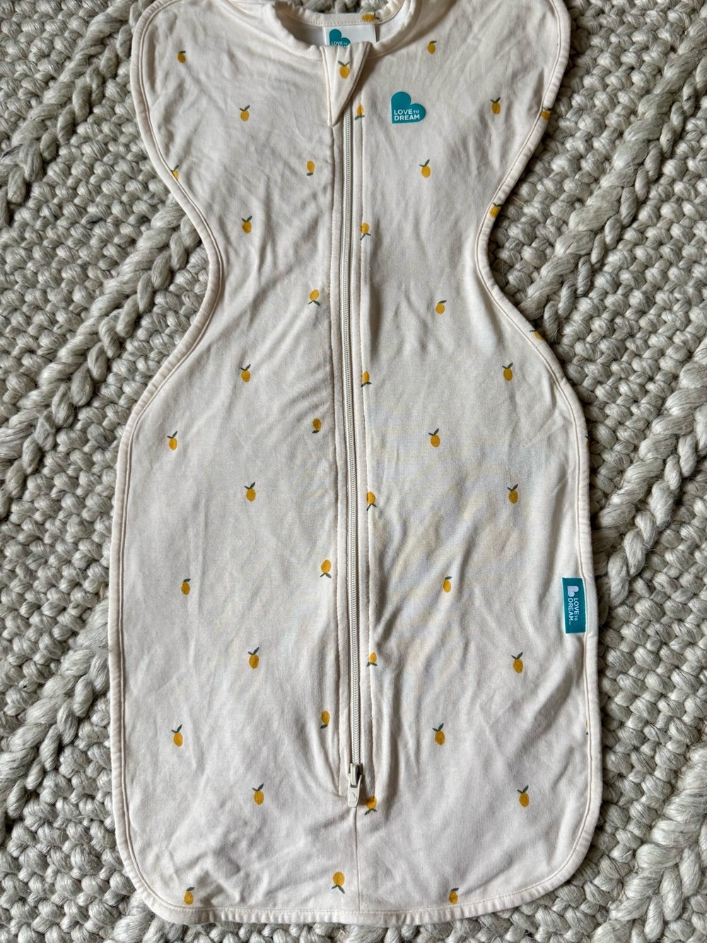 Love to Dream Cream Swaddle Sleep Sack with Yellow Pineapple Print